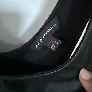 Faux leather black tank top by rock and republic XS